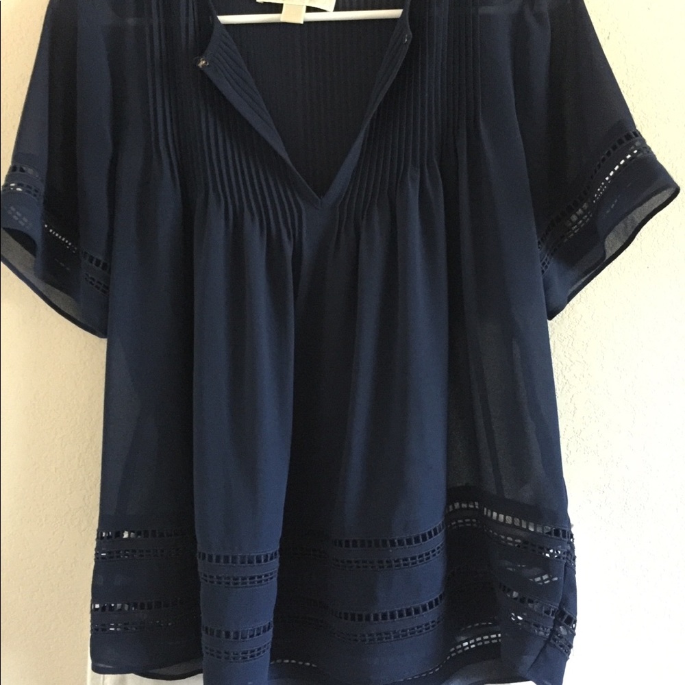 Michael Kors Embroidered navy blouse